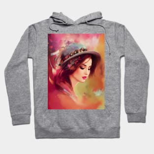 Abstract Paint Smear Young Woman Colorful Fall Floral Hoodie